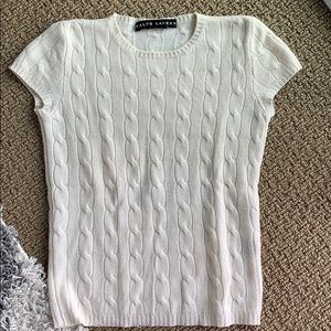 Ralph Lauren Short-Sleeve Cable Cashmere Sweater